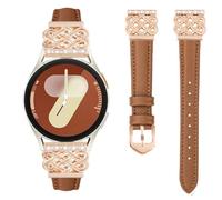 DEALELE Strap Compatible with Samsung Galaxy Watch 7 / FE / 6/6 Classic / 5/5 Pro / 4/4 Classic / 3 41mm, 20mm Shiny Chinese-Knot Leather Bands for Huawei GT3 / GT2 42mm Women Men, Brown-rose