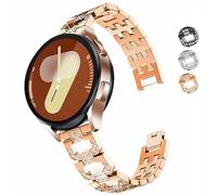 DEALELE Strap Compatible with Samsung Galaxy Watch 7 / FE / 6/6 Classic / 5/5 Pro / 4/4 Classic / 3 41mm, 20mm Bling Diamond Metal Replacement Bands for Huawei GT3 42mm Women Men (Rose gold)