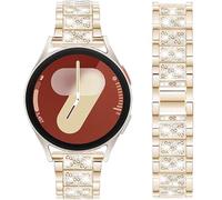 DEALELE Strap Compatible with Samsung Galaxy Watch 7 / FE / 6 / 6 Classic / 5 / 5 Pro / 4 / 4 Classic / 3 41mm, 20mm Bling Diamond Metal Replacement Bands for Huawei GT3 42mm Women Men, Champagne gold