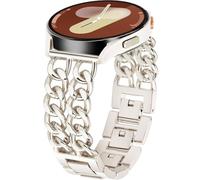 DEALELE Strap Compatible with Samsung Galaxy Watch 7 / FE / 6/6 Classic / 5/5 Pro / 4/4 Classic / 3 41mm, 20mm Metal Cowboy Chain Replacment Bands for Huawei GT3 / GT2 42mm Women Men, Starlight