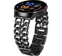 DEALELE Strap Compatible with Samsung Galaxy Watch 7 / FE / 6/6 Classic / 5/5 Pro / 4/4 Classic / 3 41mm, 20mm Metal Cowboy Chain Replacment Bands for Huawei GT3 / GT2 42mm Women Men, Black