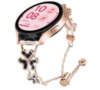 DEALELE Strap Compatible with Samsung Galaxy Watch 7 / FE / 6/6 Classic / 5/5 Pro / 4/4 Classic / 3 41mm / Huawei GT3 42mm, 20mm Women Bling Clover Diamond Metal Replacement Bracelet, Rose gold