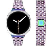 DEALELE Strap Compatible with Samsung Galaxy Watch 8 40mm / 44mm / 8 Classic 46mm, Bling Rhinestone Diamond Metal Replacement Bracelet for Women Men (Rainbow)