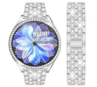 DEALELE Strap Compatible with Samsung Galaxy Watch Active 2 40mm / Active 2 44mm, 20mm Rhinestone Diamond Metal Steel Bracelet with Protective Case Cover Replacement for Women Men