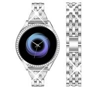 DEALELE Strap Compatible with Samsung Galaxy Watch Active (40mm), 20mm Luxury Rhinestone Diamond Metal Steel Bracelet with Protective Case Cover Replacement for Women Men, Silver