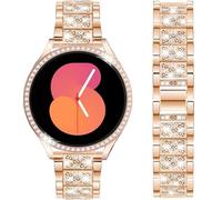 DEALELE Strap Compatible with Samsung Galaxy Watch FE 40mm / Galaxy Watch 5/4 40mm, 20mm Slim Bling Rhinestone Diamond Metal Bands with Protective Case Replacement for Women Men, 40mm, Rose gold