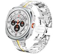 DEALELE Strap Compatible with Samsung Galaxy Watch Ultra 47mm (2025/2024), Thin Mechanical-style Iron Man Stainless Steel Metal Bands for Galaxy Watch Ultra 2 / Ultra 47mm Women Men, Silver-gold