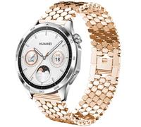 DEALELE Strap Compatible with Samsung Gear S3 Frontier/Classic/Galaxy Watch 46mm / Galaxy 3 45mm, 22mm Fish-scale Texture Metal Replacement Band for Huawei Watch 3 / GT3 46mm / GT2 46mm, Rosegold