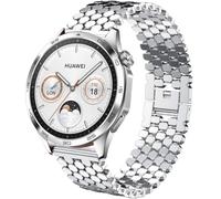 DEALELE Strap Compatible with Samsung Gear S3 Frontier/Classic/Galaxy Watch 46mm / Galaxy 3 45mm, 22mm Fish-scale Texture Metal Replacement Band for Huawei Watch 3 / GT3 46mm / GT2 46mm, Silver