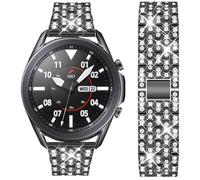 DEALELE Strap Compatible with Samsung Gear S3 Frontier / Classic / Galaxy Watch 46mm / Galaxy 3 45mm / Huawei Watch 3 / GT2 46mm, 22mm Rhinestone Dimaond Metal Replacement Bands Women Men, Black