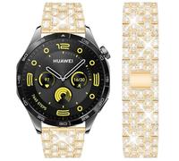 DEALELE Strap Compatible with Samsung Gear S3 Frontier / Classic / Galaxy Watch 46mm / Galaxy 3 45mm / Huawei Watch 3 / GT2 46mm, 22mm Rhinestone Dimaond Metal Replacement Bands Women Men, Gold