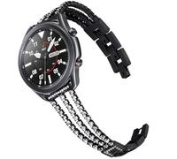 DEALELE Strap Compatible with Samsung Gear S3 / Galaxy Watch 46mm / Galaxy 3 45mm, 22mm Diamond Stainless Steel Metal Replacement Bracelet for Huawei Watch 3/3 Pro / GT3 46mm / GT2 46mm, Black