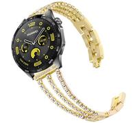 DEALELE Strap Compatible with Samsung Gear S3 / Galaxy Watch 46mm / Galaxy 3 45mm, 22mm Diamond Stainless Steel Metal Replacement Bracelet for Huawei Watch 3/3 Pro / GT3 46mm / GT2 46mm, Gold