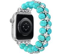 DEALELE Straps Pearl Compatible with Apple Watch 49mm / 46mm / 45mm / 44mm / 42mm, Handmade Elastic Bling Diamond Jewelry Pearl Beads Bracelet for iWatch 10 9 8 7 6 5 4 3 SE Ultra Women, Green
