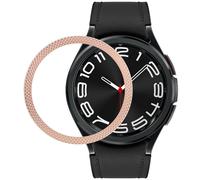 DEALELE Watch Case Compatible with Samsung Galaxy Watch 6 Classic 43mm / 47mm, Rhombus-Texture Stainless Steel Metal Bezel Ring Cover Replacement Watch Face for Women Men, Rose gold
