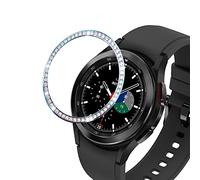 DEALELE Watch Case Compatible with Samsung Gear S3 Frontier/Classic/Galaxy Watch 46mm / Galaxy Watch 4 Classic 46mm, Bling Rhinestone Diamond Stainless Steel Metal Bezel Ring Cover, Rainbow