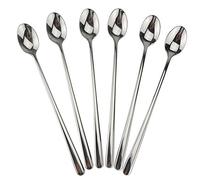 DEALIGHT Long Handle Spoon, 9-inch Ice Tea Spoon, Premium 18/10 Stainless Steel Iced Teaspoon for Mixing, Cocktail Stirring, Tea, Coffee, Milkshake, Cold Drink, Set of 6 (Heavy Duty)