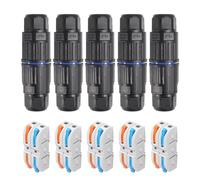 Dealikee 5PCS IP68 Waterproof Junction Box, Outdoor 2 Way Electrical Cable Connector, Replaceable Lever Wire Connectors for AWG 28-12, Quick Screwless Installation