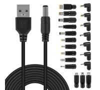 Dealikee USB to DC 5V Power Cord, Universal DC 5.5x2.1mm Plug Jack Charging Cable with 20 Connector Tips, 3.3ft USB C to DC Adapter Compatible with 5V Devices Max Support 3A