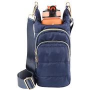 Dealkion Water Bottle Holder with Strap Water Bottle Carrier Bag with Strap Quilted Puffer Hydrobag Sling Purse Crossbody Bags for Women Walking Hiking Cycling