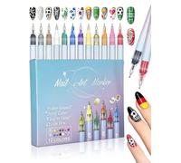 DealKits Nail Polish Pen Set, 12 Colours, 3D Waterproof Nail Art Pen, Manicure Tools, Graffiti Dotting Pen Brush for DIY Nail Art, Beauty, Jewellery, Perfect for Beginners & Professionals