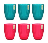 Dealonic® Plastic Glass Tumblers 6 Packs 450ml Reusable and Washable Picnic Cups/Glass Durable Retro Design for Summer Parties, BBQs, Indoor/Outdoor Colourful Plastic Glasses