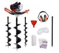 Dealourus 65cc 2-Stroke Petrol Earth Auger - Heavy-Duty Garden Fence Post Hole Digger with 3 Auger Drill Bits & Extension Pole
