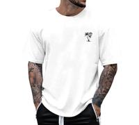 Deals Clearance Returns Men Summer Clothes Men's Casual Fashion Loose 3D Coconut Print Round Neck Short Sleeve T Shirt Smart Casual Men Polo Shirts Mens Fashion Clothes Big and Tall Mens Tops White