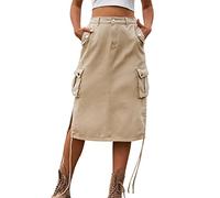 Deals Clearance Returns Midi Skirts for Women UK Elasticated Waist Women's Denim Tooling Skirt Casual Mid Length Skirt Y2K Bubble Maxi Womens Pleated Ladies Kilt Fancy Dress