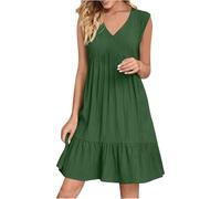 Deals Clearance Returns Summer Dress for Women UK 2025 Fashion Boho Sleeveless V Neck Mini Dresses Casual Flowy Ruffle A-Line Swing Sundress Plus Size Summer Dressing Ladies Dressing