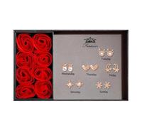 deals of the day clearance Valentine's Day Gift Rose Ear Stud Box with 7 Pairs of Ear Studs Jewelry Gifts Box Romantic Eternal Rose Box Valentine's Day Thanksgiving Birthday For Women Her Mom Wife