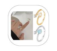 Deals Of The Day Diamond Set, Open Adjustable, Delicate Temperament Open Opal Ring Female Cold Wind Simple Personality Index Finger Ring, Handmade Oval Round Heart Ring Jewellery For Her With Gift