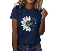 Deals of The Day Lightning Deals Cheap Items Dispatched by Amazon Summer Tops for Women UK Women Sunflower Summer T Shirt Plus Size Loose Blouse Tops Girl Short Sleeve Graphic Casual Tees
