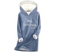 Deals of The Day Lightning Deals Personalised Sweatshirt Women YES I’m Still Freezing Me 24:7 Women’s Fashion Winter Plush Letter Print Thermal Top Under 10 Pounds Clearance (Blue, L)