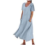 Deals of The Day Lightning Deals Summer Dresses for Women UK Casual Long Maxi Dresses Oversized Cotton Linen Tunic Dress Sleeveless Vest Dress with Pockets Add On Items 2