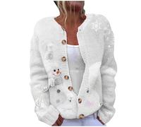 Deals Of The Day Oversized Knit Cardigan for Women UK 2024 Christmas Long Sleeve Button Down Coat Funny Xmas Tree Santa Snowflake Print Jacket Winter Fashion Going Out Loose Fit Sweater Tops
