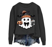 Deals of The Day Sale Black of Friday Halloween Sweatshirt For Women Cute Ghost Pumpkin Print Long Sleeve Pullover Tops Round Neck Long Sleeve Blouse Shirts Recent Orders Placed By Me
