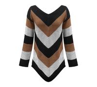 Deals of The Day Sale Black of Friday Winter Sweatshirt for Women Women's 2024 Autumn/Winter New Loose Contrast Knitted Top Sweater Christmas Jumpers for Deals of The Day Sale (Brown, L)