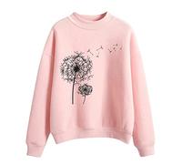 Deals of The Day Sale Black of Friday Winter Sweatshirt Women Autumn Winter O Neck Solid Color Prints Long Sleeve Pullover Sweatshirt Women's Christmas Christmas Clearance 1P (Pink, S)