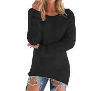 Deals of The Day Sale Fleece Sweatshirts for Women Clearance Warm Solid Color Long Sleeve Winter Jumpers Casual Stretch Crewneck Tunic Tops Ladies Next Sale Clearance Womens B Black