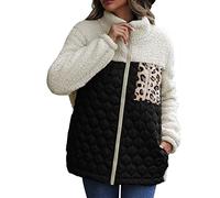 Deals of The Day Sale Home Heavy Winter Long Jackets for Women UK Women'S Autumn And Winter Loose Round Neck Zipper Long Sleeve Plush Jacket Your Orders (Black, M)