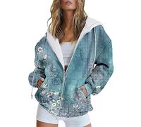 Deals of The Day Sale Home Hoodies for Women UK Clearance Fashion Graphic Print Long Sleeve Full Zip Sweatshirts Lightweight Drawstring Hooded Sweatshirt Warehouse Deals Clearance