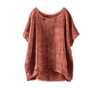 Deals of The Day Sale Home Linen Tops for Women UK Plus Size Short Sleeve T-Shirts With Pocket Lightweight Summer Blouse Casual Loose Fit Crewneck Tunic Lightning Deals of The Day Prime Sale.