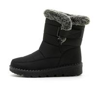 Deals of The Day Sale Home Waterproof Winter Boots for Women UK Women Flat Walking Shoes Warm Plush Boots Windproof Ankle Platform Boots with Under One Pound Items (Black, 5)