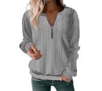 Deals of The Day Sale Home Winter Sweatshirt Women Autumn And Winter Fashion Women's Long Sleeve With Half Zipper Solid Color Ladies Hoodless Good Deals for Today (Grey, M)