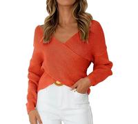 Deals of The Day Sale Home Women's Cross Over Tops Long Sleeve Knitted Jumper Sweatshirts Casual Loose Fit Off Shoulder Sweaters Fashion Ladies Fashion Clothes Sale Clearance