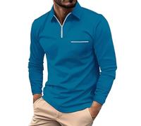 Deals of The Day Sale Mens Thermal Tee Shirts Mens V Neck T Shirts Multipack Non Iron Formal Shirts Men Polo Neck Sweatshirt Smart Casual Shirts for Men UK Warehouse Clearance Bargains Sale Blue