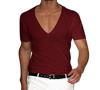 Deals Of The Day Sale Prime Cocila Mens Plain T Shirts Neck Solid Color Pullover Casual Men T Shirt Sexy Deep V Neck Slim Fit Tops for Work Summer Short Sleeve Casual Shirts Pla Warehouse Clearance