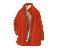Deals of The Day Sale Prime Fleece Jacket Women Winter Warm Solid Color Fleece Coat With Pockets Oversized Long Sleeve Fluffy Cardigan Casual Button Down Saved for Later Items Orange