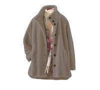 Deals of The Day Sale Prime Fleece Jacket Women Winter Warm Solid Color Fleece Coat With Pockets Oversized Long Sleeve Fluffy Cardigan Casual Button Down Warehouse Deals Clearance Fishing Grey